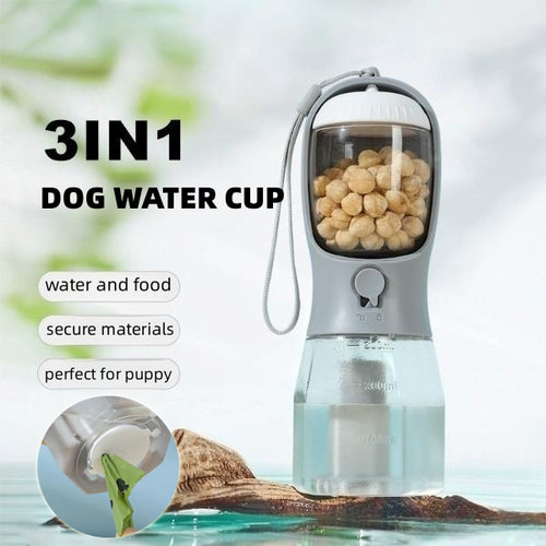 3-in-1 portable pet travel water and food bottle