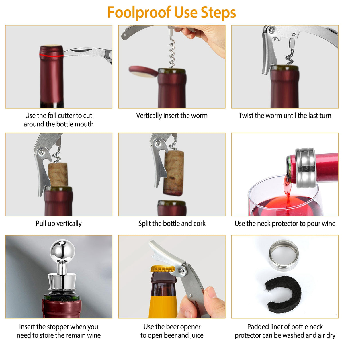 3-in-1 corkscrew wine opener set in gift case