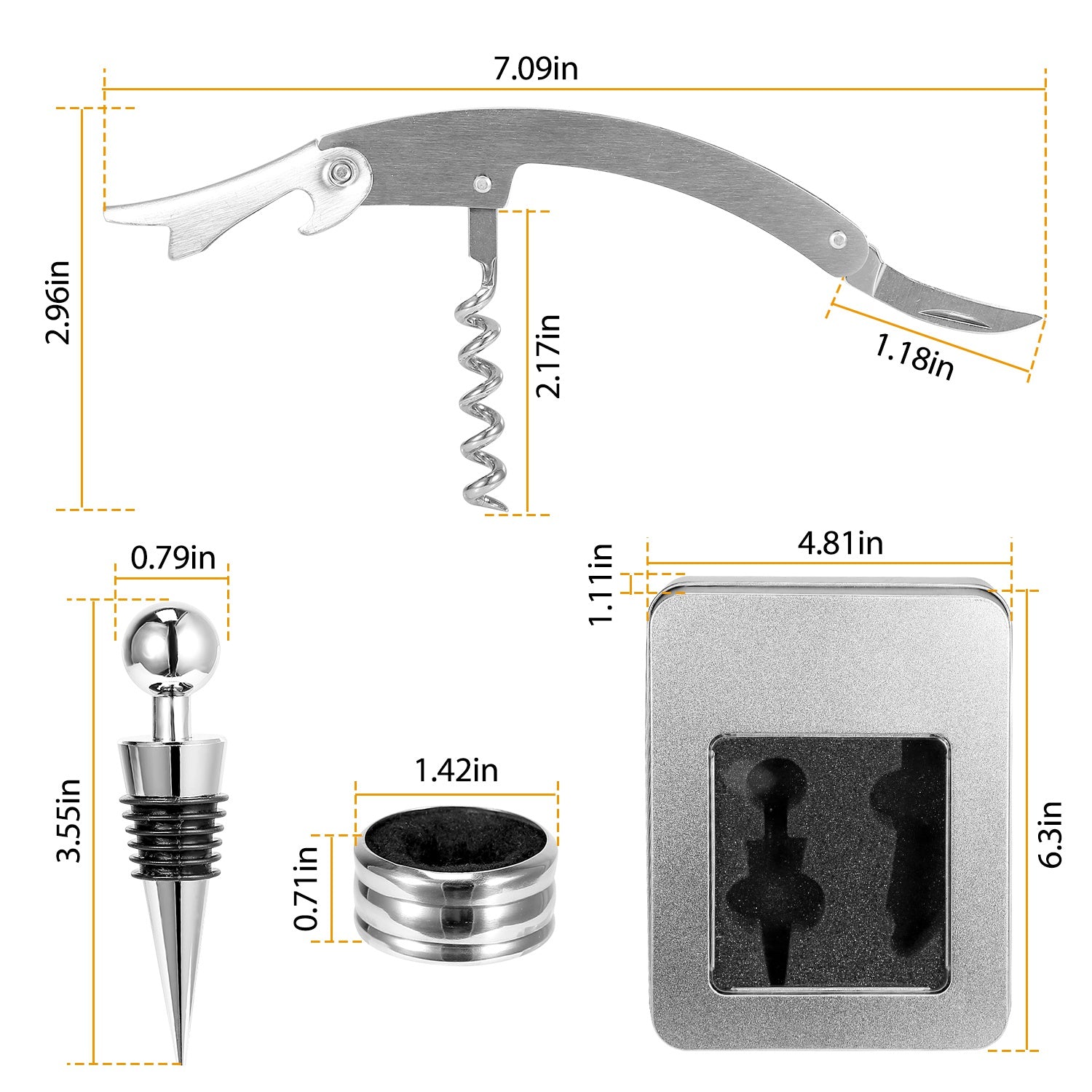 3-in-1 corkscrew wine opener set in gift case