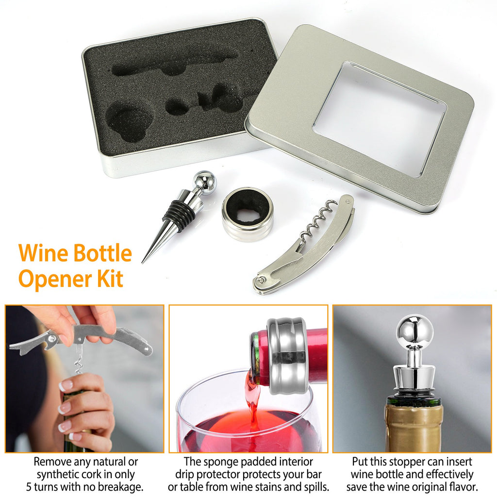 3-in-1 corkscrew wine opener set in gift case
