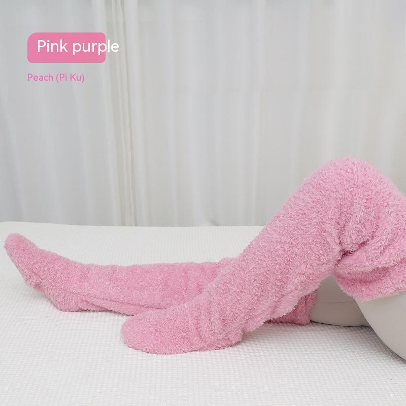 Over-the-knee fuzzy long socks