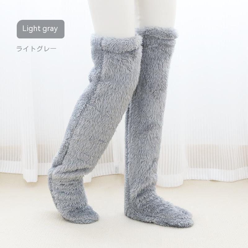 Over-the-knee fuzzy long socks fabric close up