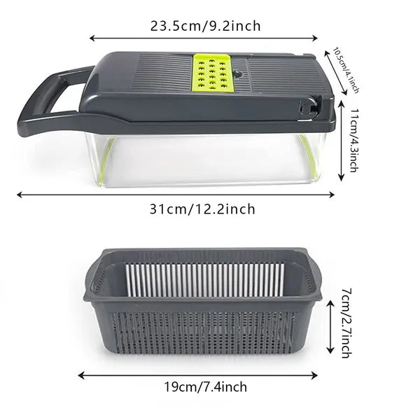 15-in-1 vegetable chopper with container and blades