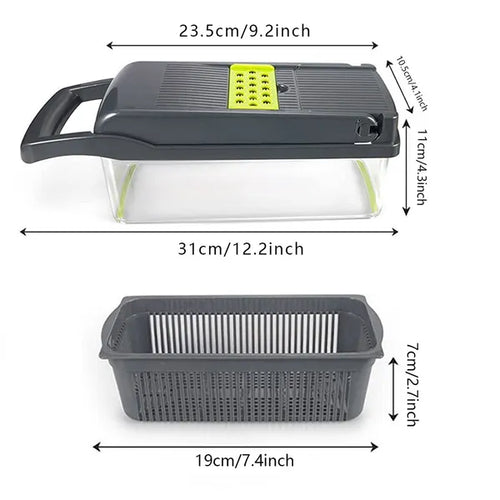 15-in-1 vegetable chopper with container and blades