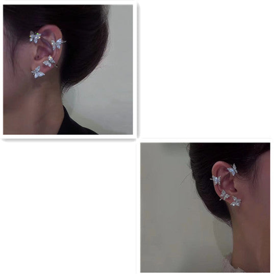 Crystal butterfly ear cuff earrings