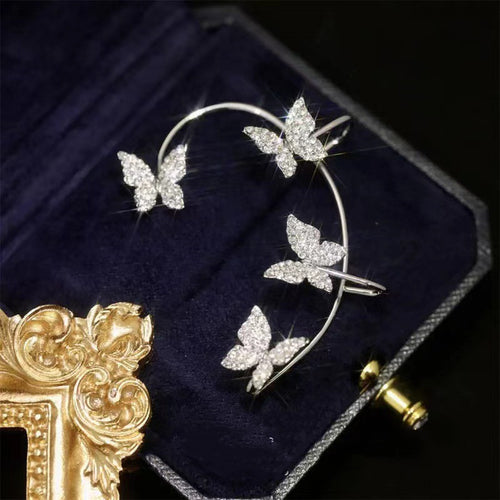 Crystal butterfly ear cuff earrings