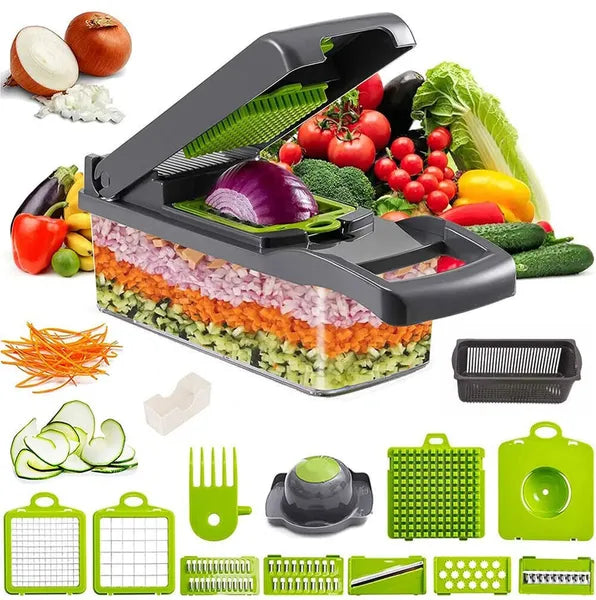 15-in-1 vegetable chopper with container and blades