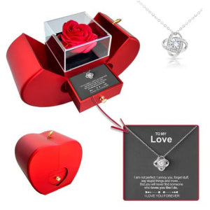 Rose flower jewelry box necklace