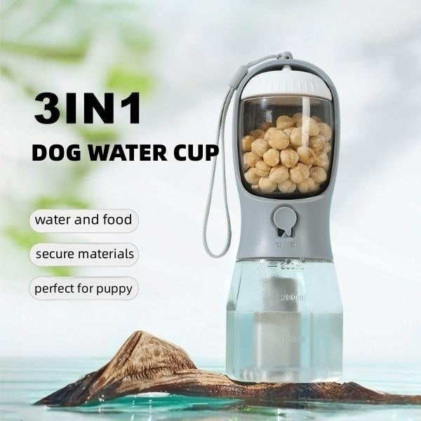3-in-1 portable pet travel water and food bottle
