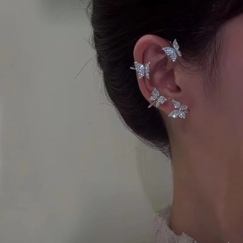 Crystal butterfly ear cuff earrings