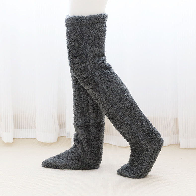 Over-the-knee fuzzy long socks