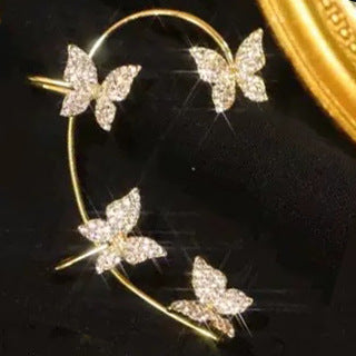 Crystal butterfly ear cuff earrings