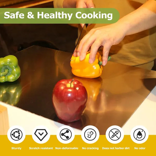 Stainless steel countertop cutting board with raised lip