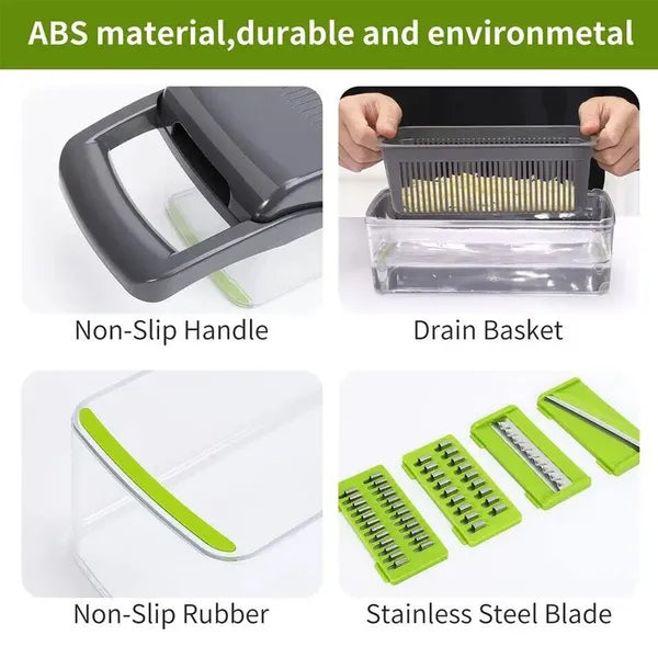 15-in-1 vegetable chopper with container and blades