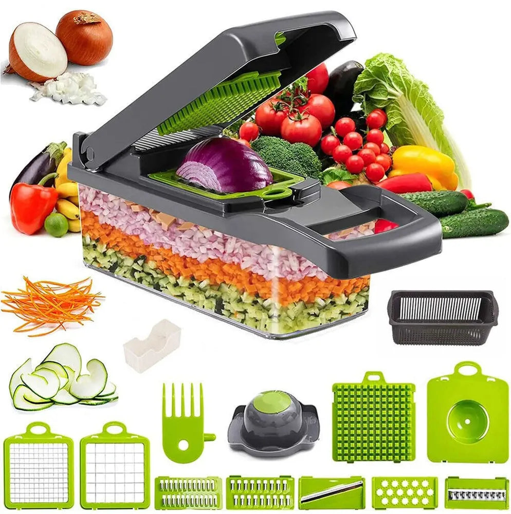 15-in-1 vegetable chopper with container and blades