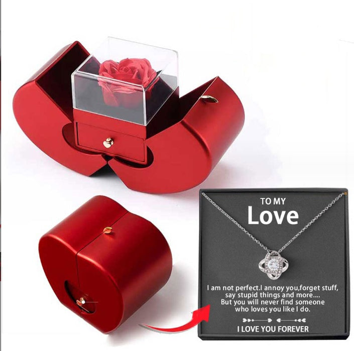 Rose flower jewelry box necklace